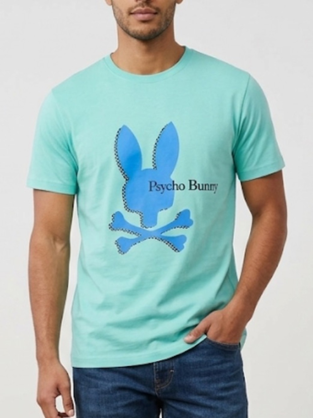Psycho Bunny Men's Aqua Crewneck Tee with Blue Logo! New! S 100% Pima cotton